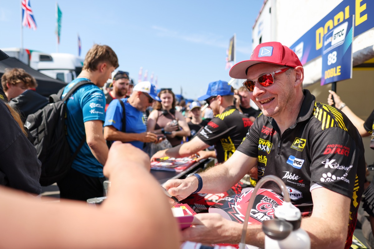 Nick in the paddock with fans